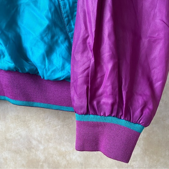 Vintage 80s 90s Puma Purple and Teal Pull Over Windbreaker Jacket Unisex Large - Picture 7 of 11